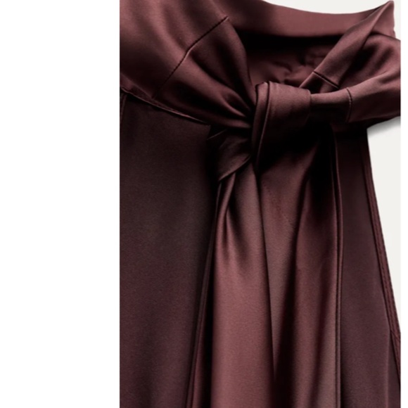 ZARA WOMAN NWT FW24 WINE SATIN EFFECT HALTER NECK LONG DRESS - Picture 8 of 10